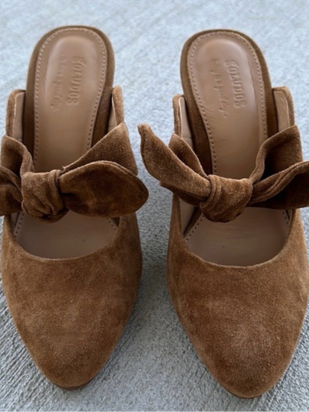 Soludos Brown Suede Knot Bow Mule Slides